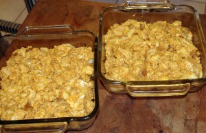 Pumpkin bread pudding ready for baking