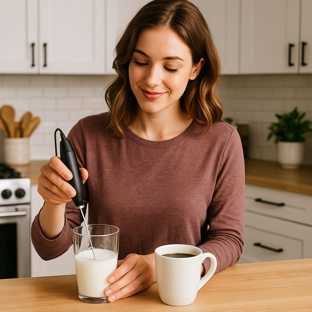 milk frother in action